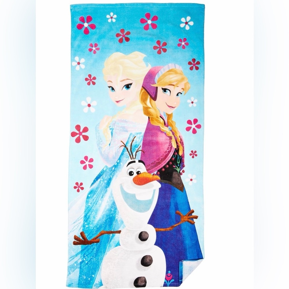 Disney Frozen Beach Towel Elsa Anna Olaf Cotton 28x58 Kids Bath Pool NEW